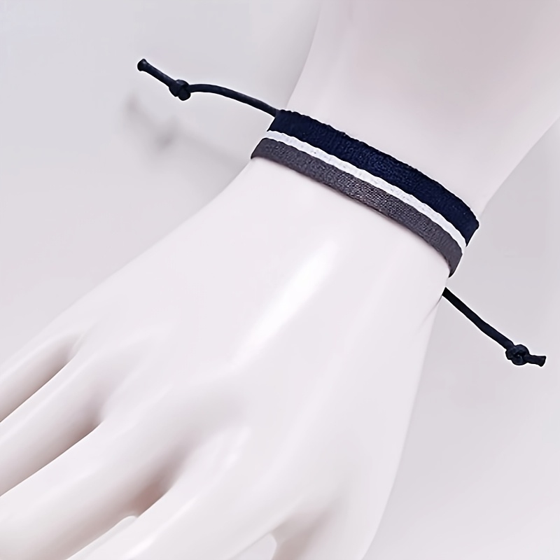 Nautical & Gray Striped Braided Bracelet Bohemian Style